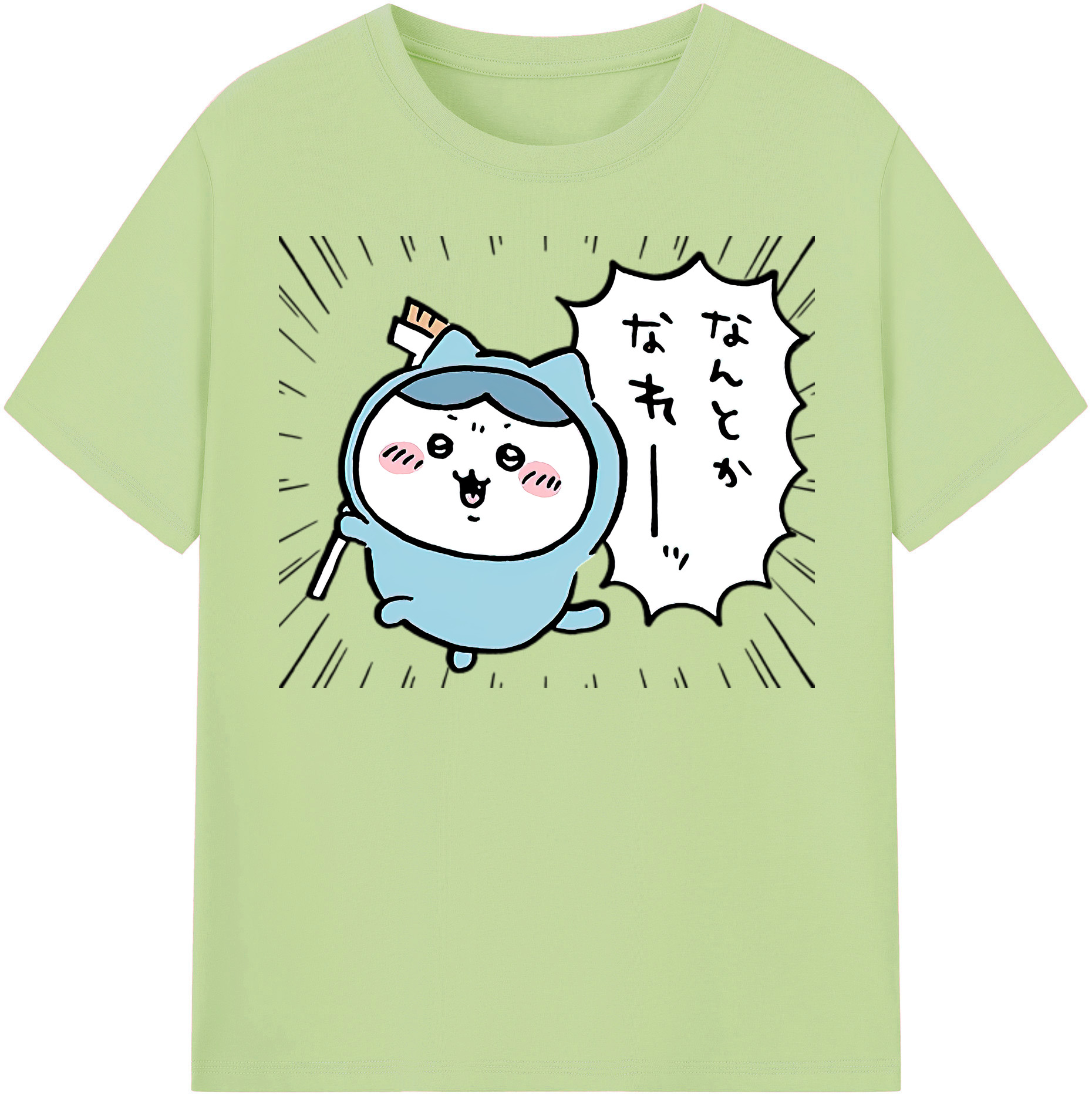 （画像用） ちいかわ ハチワレ Chii-kawa hachiware 綿100％半袖Tシャツ（フロントプリント）
